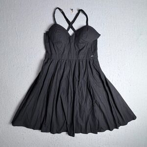 GUESS Black Coraline Poplin Dress NWT M Women's Cocktail Party Spaghetti Strap